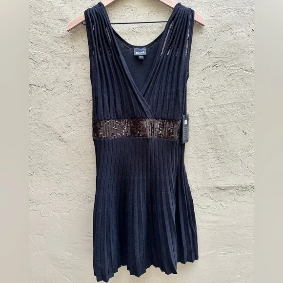 just cavalli cocktail dresses Vintage Just Cavalli Formal Maxi Dress, Elegant Black Deep V Cocktail Dress, Animal Pattern Long Dress, L